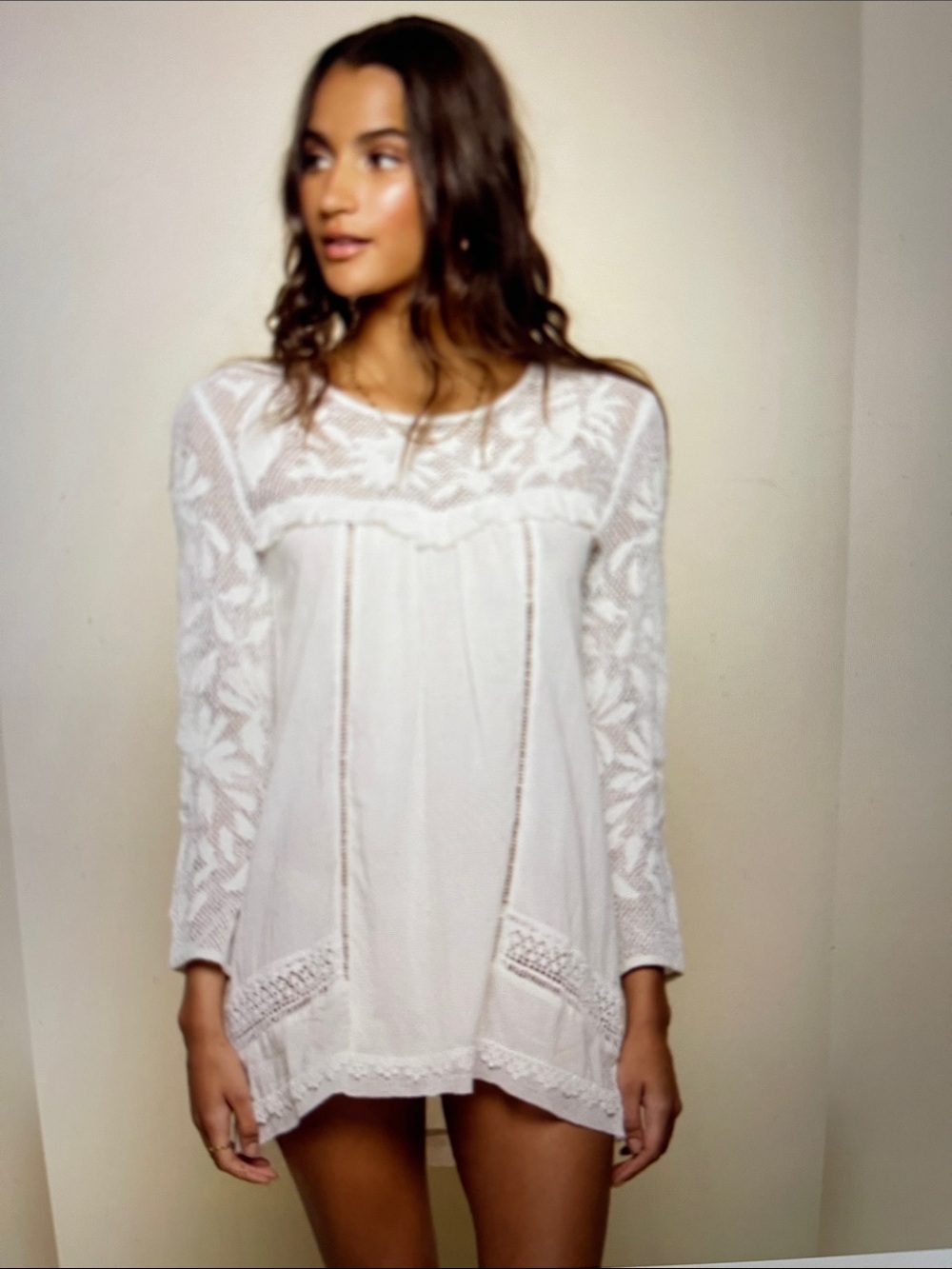 RAGA White Cotton Crochet Boho Tunic/Cover-Up - Picture 9 of 16